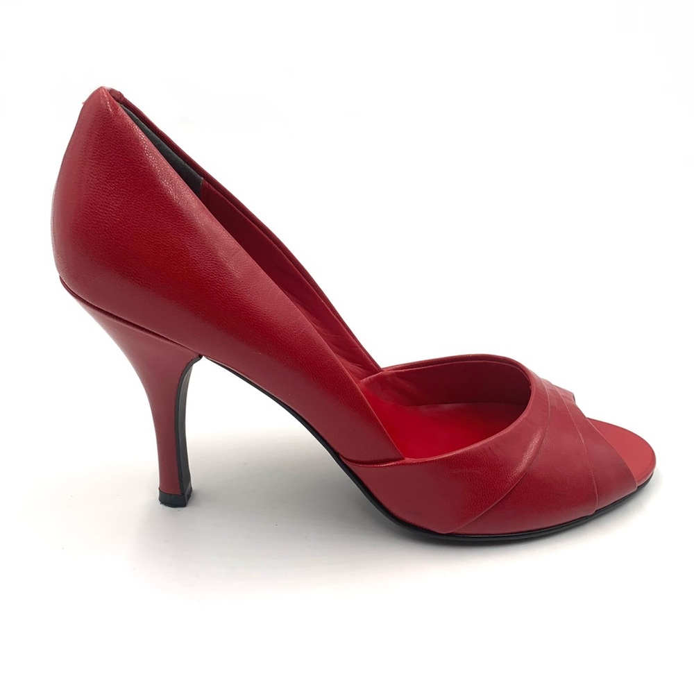 Maripe Red Leather Open Toe Heels 8
